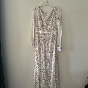 Lulu's Cream Lace Long Sleeve Dress